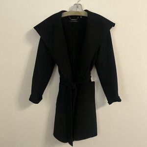 Elie Tahari Wrap Coat Women’s Small Black 60% Wool Blend Belted Shawl Collar